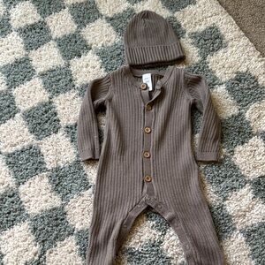 Carter's Cozy Brown Ribbed Footie One Piece